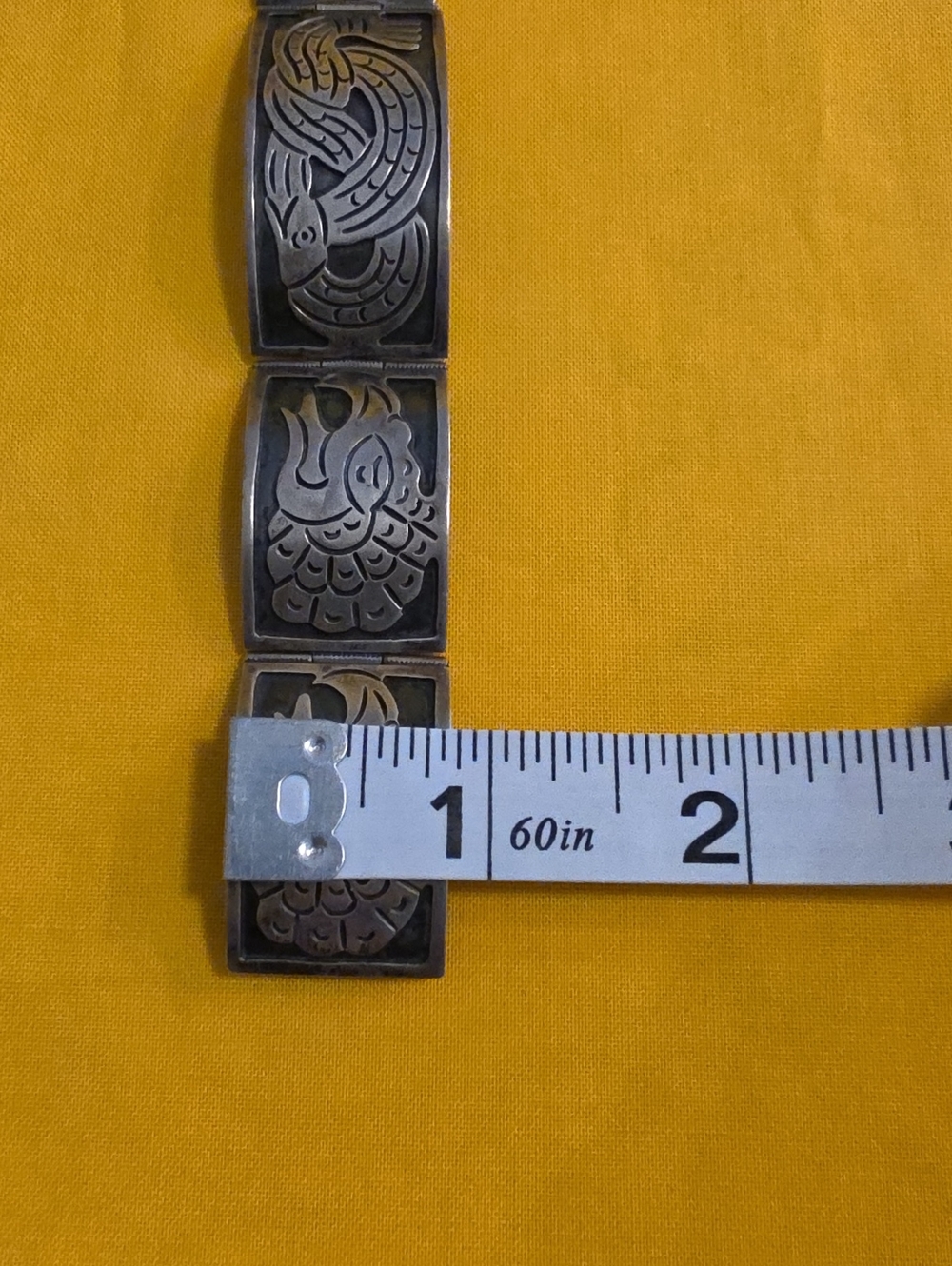 Vintage 925 Silver Mexican/Aztec Inspired Panel Bracelet - Beautiful Piece! - Picture 14 of 15